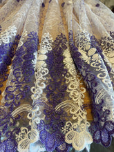 Încarcă imaginea în vizualizatorul Galerie, Perdea Broderie pe Tul, Alb-Mov