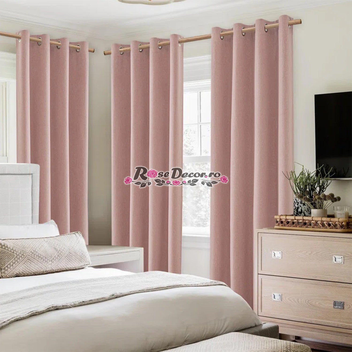Draperie Ema Lux Catifelat Roz – Rose Decor