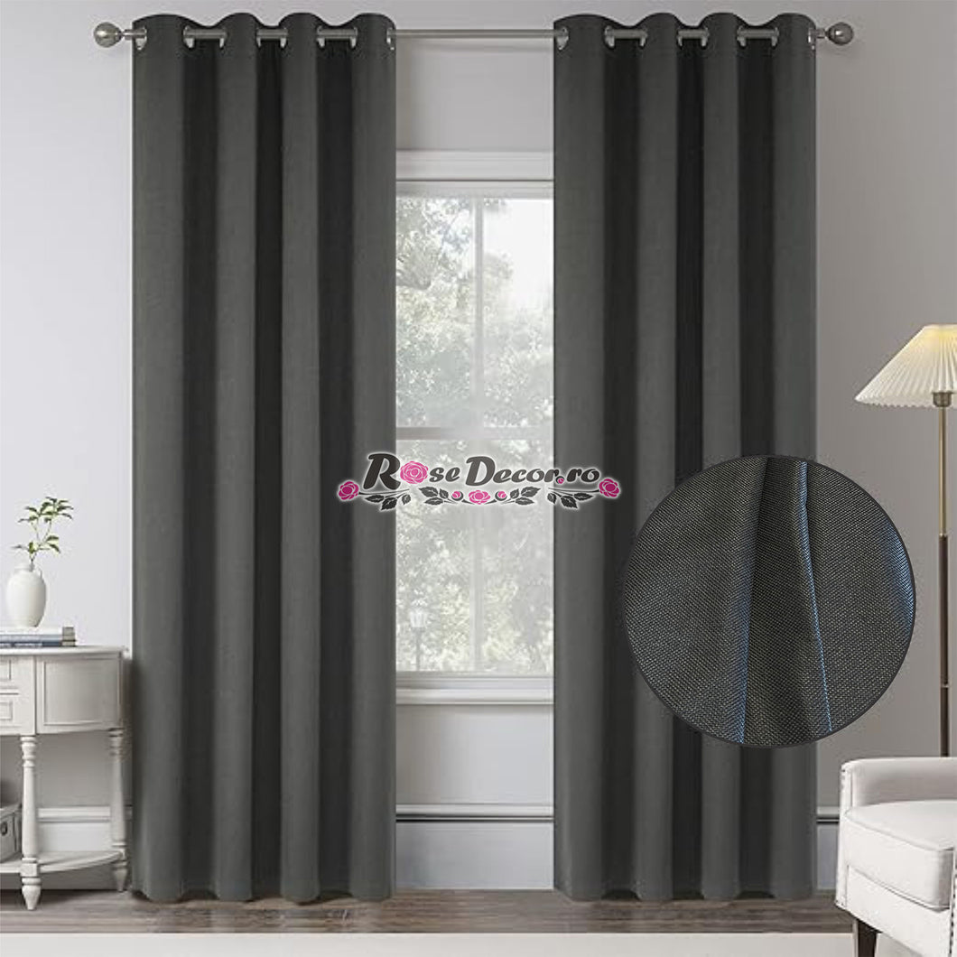 Draperie Blackout Rustic SiRi Gri-Inchis